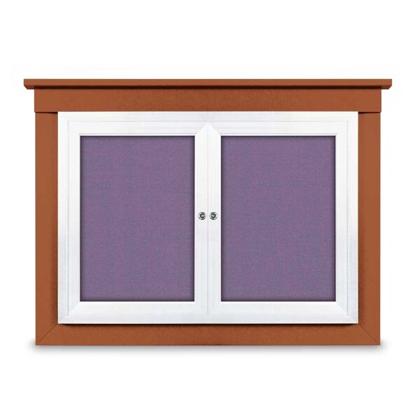 24"x36" 1-Door Enclosed Letterboard, Blue Felt/Walnut
